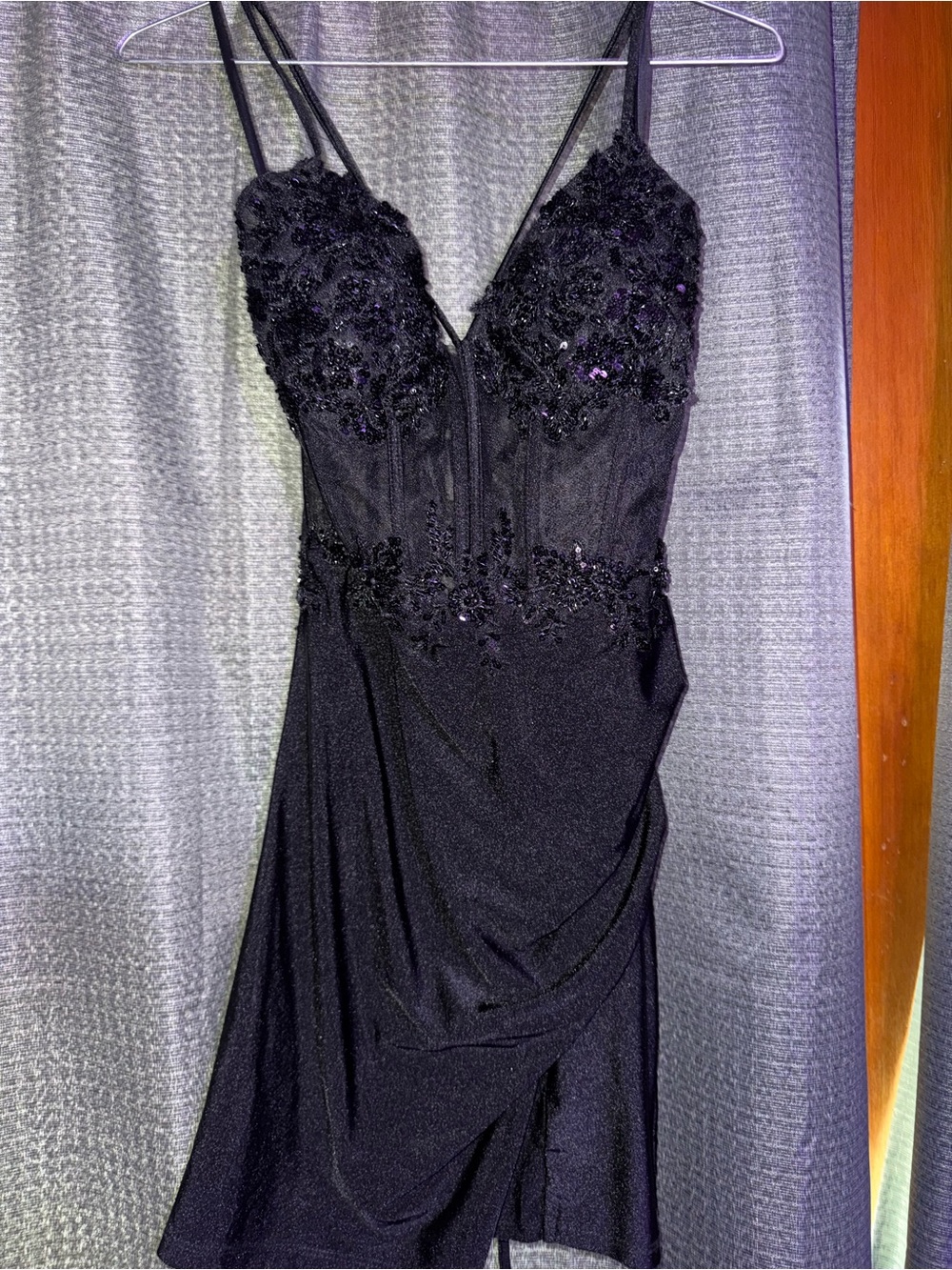 Windsor | Dresses | Black Beaded Spaghettistrap Homecoming Dress